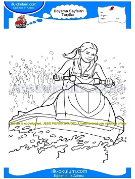 Çocuklar İçin Jet-Ski Boyama Sayfaları 